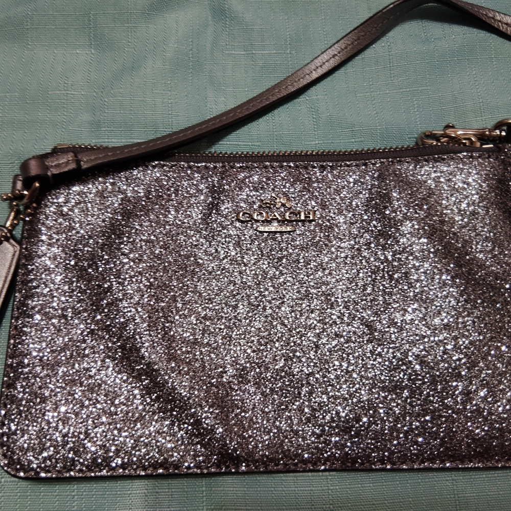 Coach Silver Clutch with Glitter Finish
